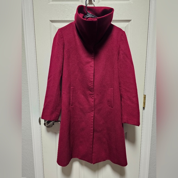 Gap Women's Wool Cranberry Red Trench Coat - Size Small - Picture 5 of 10